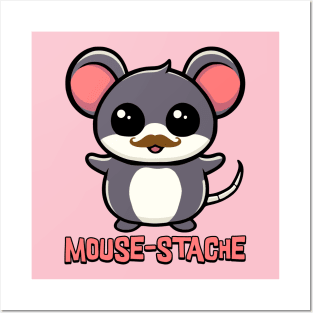 Mouse-stache! Cute Mouse Mustache Puns Posters and Art